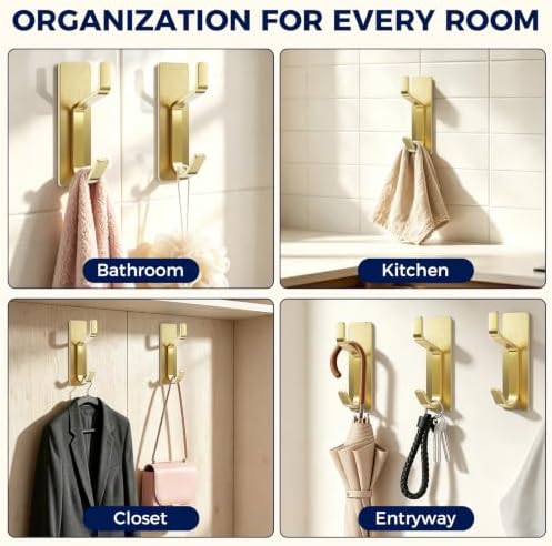 Bntuk Adhesive Towel Hooks for Bathroom, 4 Pack Stainless Steel Wall Hooks No - Image 7
