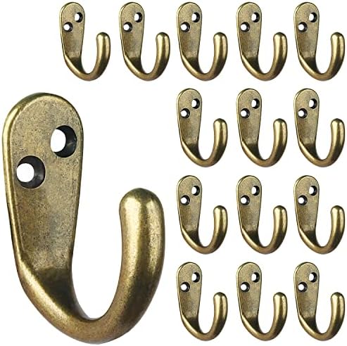 IBosins 15PCS Coat Hooks Wall Mounted Antique Brass Single Prong Robe Hook by IBosins