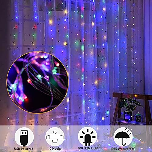 HOME LIGHTING Window Curtain String Lights, 300 LED 8 Lighting Modes Fairy - Image 2