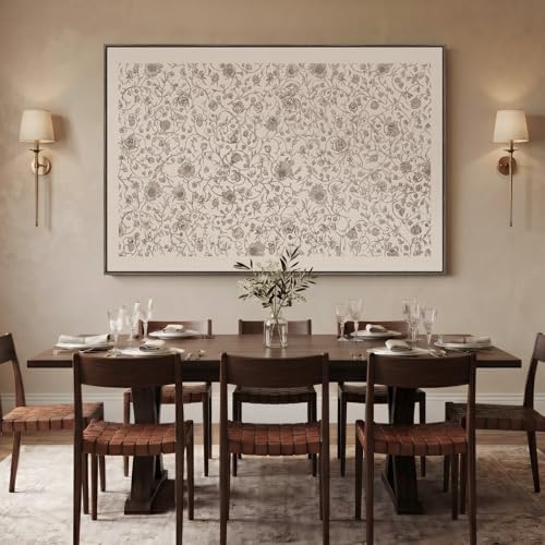 Extra Large Framed Neutral Vintage Floral Wall Art - Image 4