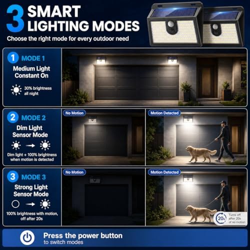 Solar Motion Sensor Outdoor Lights, Super Bright Solar Lights Outdoor Waterproof - Image 5