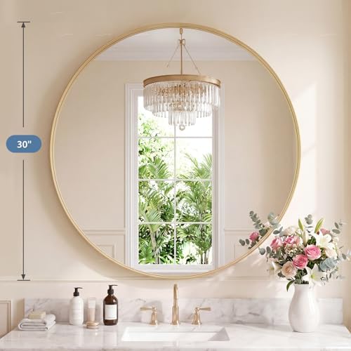 DUMOS Round Wall Mirror 30 Inch, Bathroom Wall Circle Mirror - Image 2