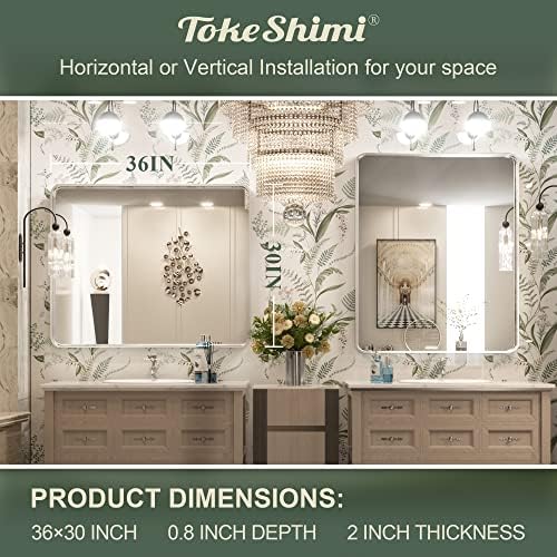 TokeShimi 30 x 36 Inch Brushed Silver Bathroom Mirror - Image 4
