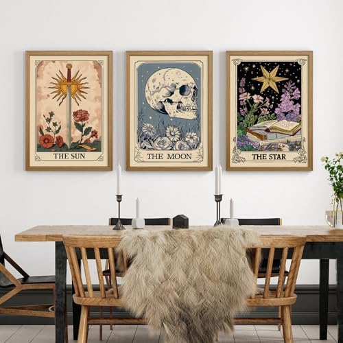 Tarot Card Wall Art Sun Moon Canvas Wall Decor Mystical Astrology Wall Art Boho - Image 4