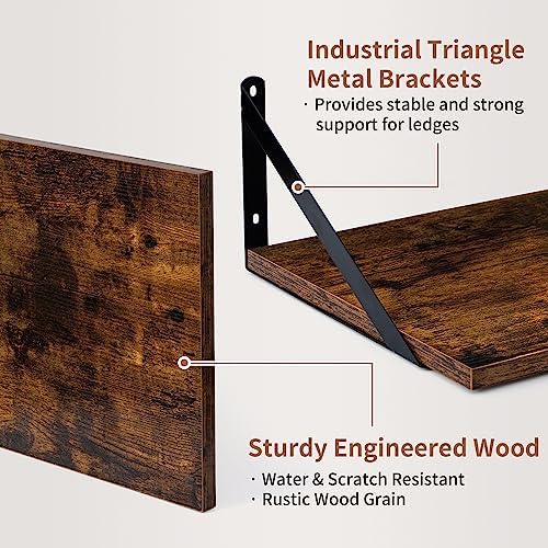 Axeman Deep Floating Shelves for Wall, 16W x 12D Rustic Wood Wall Shelves Set - Image 4