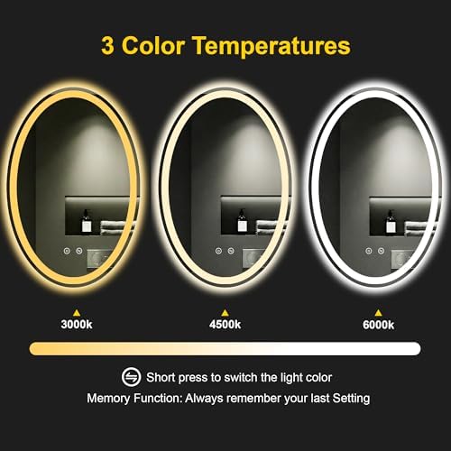 Oval LED Bathroom Mirror with Lights, 20 x 28 Inch Lighted Vanity Mirror - Image 6