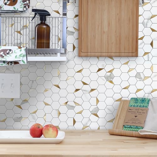 DICOFUN 10-Sheet Hexagon Tile Peel and Stick Backsplash - Image 5