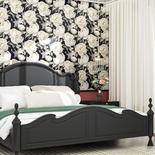ILHIIOR Black/White Floral Peel and Stick Wallpaper 17.5 x 393 Inches - Image 6