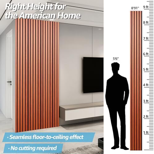 Art3d 4-Pack Fluted Acoustic Wood Slat Wall Panel, 107 x 8 Inch - Image 2
