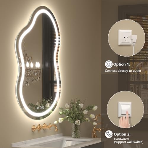 24x36 Inch Irregular Cloud LED Lighted Vanity Mirror - Image 6