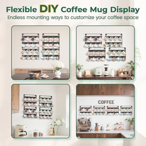 EsLuker.ly Mug Holder Hanger Cup Display Rack Wall Mounted, 4 Pack Black - Image 6