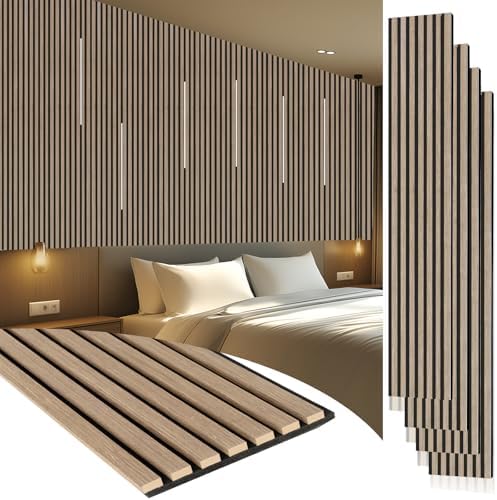 Yuzzy Wood Panels for Wall, 4 Pack 120" x 11" Acoustic Wall Panels, Wood Slat by Yuzzy