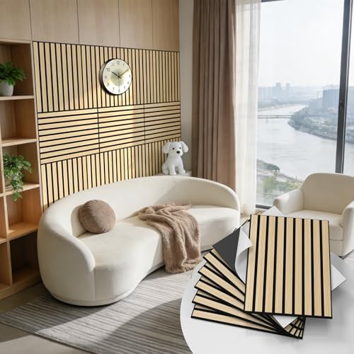 WADILE 16 Pack Self Adhesive Acoustic Wall Panels in Wood Look 11.8"x15.7" by WADILE