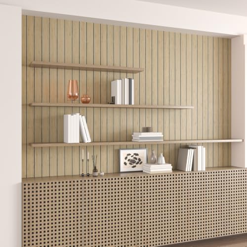 CHIHUT 24"x197" Wide Size Flexible Wood Slat Wall Panels Peel and Stick Thick - Image 4