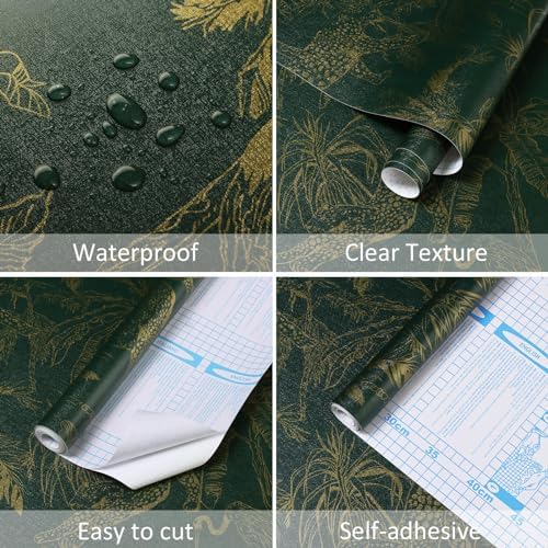 Heroad Dark Green Peel and Stick Wallpaper Boho Contact Paper 17.3"x196" Jungle - Image 3