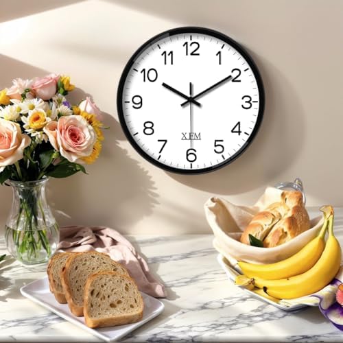 XFM Large Silent Wall Clocks Battery Operated 16 Inch Black Classic - Image 4