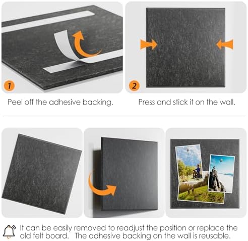 MaxGear Felt Bulletin Board 48" x 36", Dark Gray Felt Wall Tiles Wall Decor - Image 4