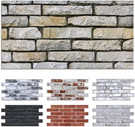 Commomy Peel and Stick Faux Stone 3D Wall Panels 12 pcs of 22.8" x 11.8" by CommomyDecor