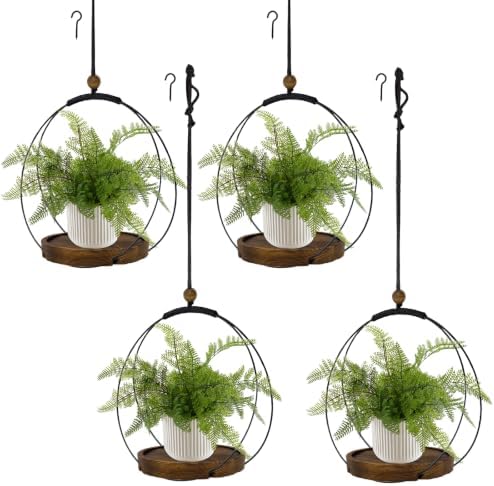 hismocal 4-Pack Hanging Plant Shelves, Wood Plant Display by hismocal