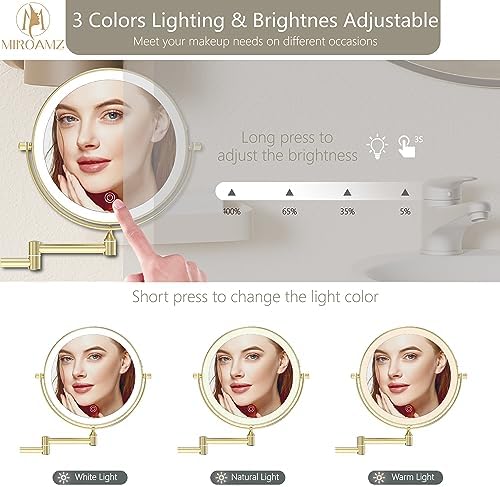 9" Wall Mounted Lighted Makeup Mirror - Image 3
