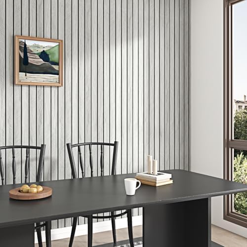 Wallercity Grey Wood Slat Wall Panel 23.6"x196" 3D Textured Fluted Peel and - Image 5
