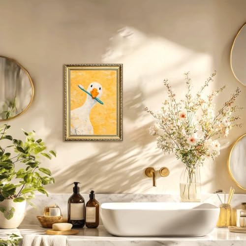 Funny Silly Goose Bathroom Wall Art Cute White Goose Brush Teeth Washroom Wall - Image 4