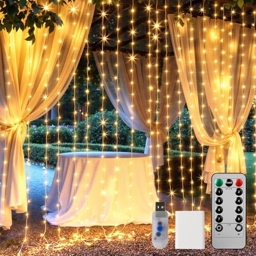 Brightown 300 LED Curtain Lights, 9.8 FT Plug in Fairy Lights by Brightown