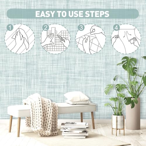 Light Green Grasscloth Wallpaper Peel and Stick Wallpaper Texture Contact Paper - Image 4