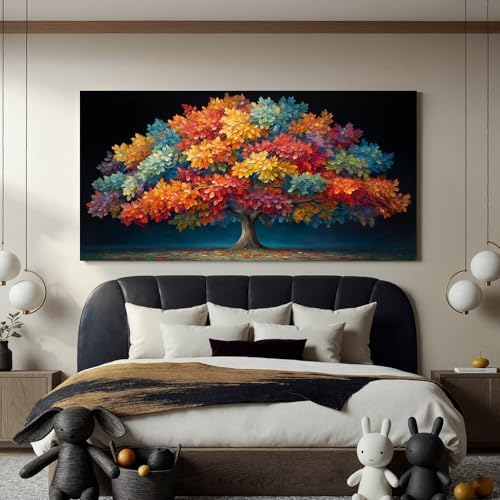 YISXINOAG Colorful Tree of Life Wall Art Modern Landscape Painting 24"X48" - Image 4