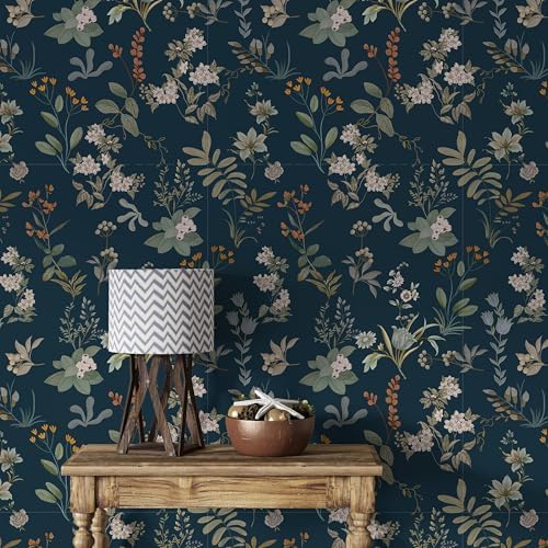 Peel and Stick Wallpaper Floral Wallpaper Renter Friendly Wall Paper Blue - Image 3
