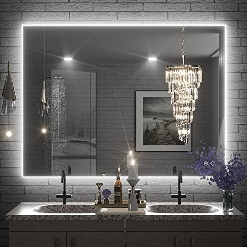 Keonjinn 40 x 32 Inch Lighted Bathroom Mirror, Backlit Mirror Anti-Fog by Keonjinn