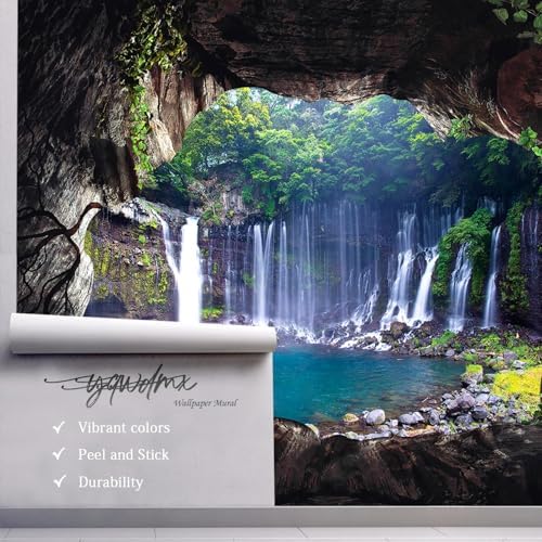 YQWDMX - 3D Cave Waterfall Peel and Stick Wallpaper Mural - Image 3