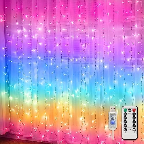 suddus Curtain Lights for Bedroom, 192 Led 8.3ft x 5.25ft Hanging String Lights by SUDDUS