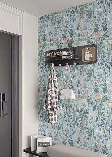 Toduso Peel and Stick Wallpaper Vintage Wall Paper Gray Blue Floral Contact - Image 6