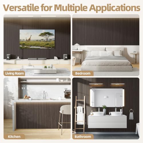 Peel and Stick Wood Slat Wall Panel 3D PVC Faux Smoked Wood Grain Wallpaper - Image 6