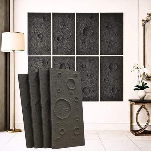 Walls of Luxury 3D Faux Stone Wall Panels, Charcoal Black, Waterproof PU Wall by Unknown