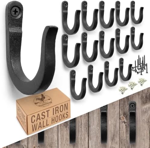 2 inch Railroad Spike Cast Iron Hooks Blacksmith, Wall Mounted Farmhouse by MyFancyFarmhouse