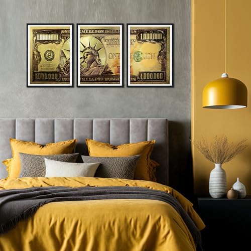 Black Framed Canvas Wall Art Gold Million Dollar Money The Statue of Liberty - Image 4
