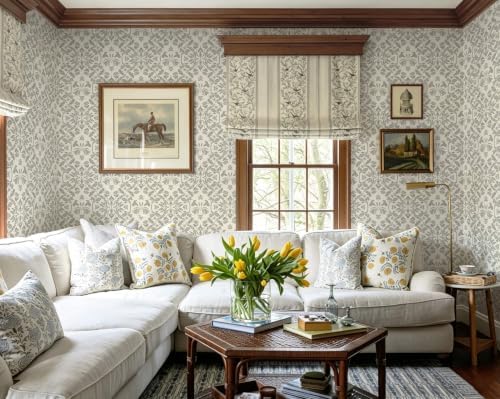 Heroad Vintage Damask Floral Peel and Stick Wallpaper Neutral Contact Paper - Image 6