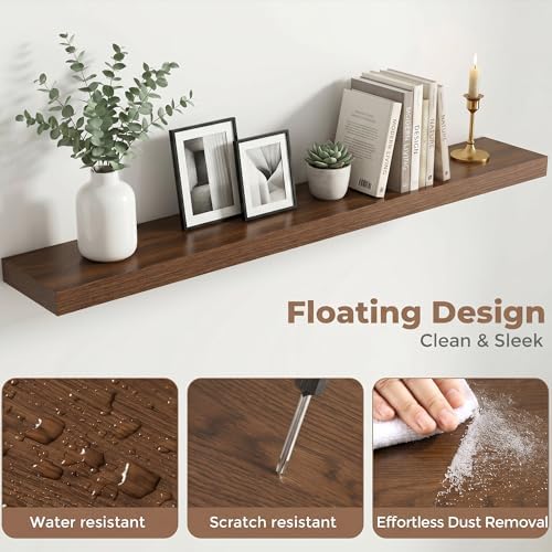 55 Inch Floating Shelves for Wall, Walnut Finish - Image 4