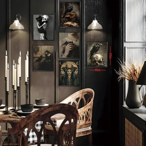 XYHYRA Vintage Gothic Wall Art Set of 6, Dark Academia Witchy Posters, - Image 7