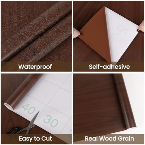 Wood Grain Contact Paper Peel and Stick Self Adhesive Wallpaper Red Brown - Image 2