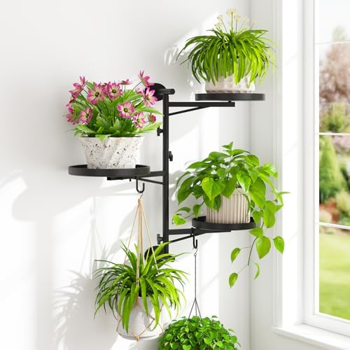 iDavosic.ly Wall Plant Holder, Rotating Floating Window Shelf, 3-Tier Black by iDavosicly