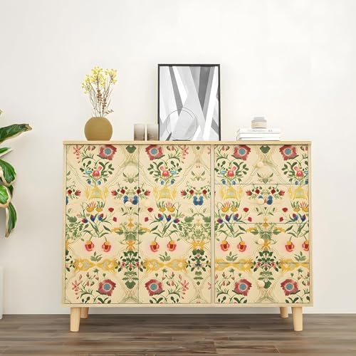 ILHIIOR Yellow Floral Peel and Stick Wallpaper Boho 17.5 x 393 Inches - Image 4