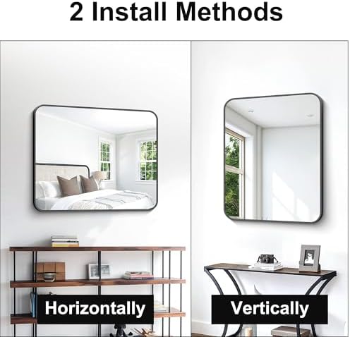 BONEWEI 30x36 inch Bathroom Mirror, Wall Mounted Bathroom Frame Vanity Mirror - Image 5