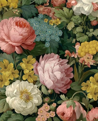 BOKEBEVE Vibrant Green Floral Wallpaper Peel and Stick Vintage 17.5 x 118In by BOKEBEVE