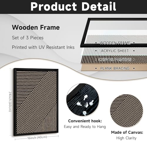 Boho Modern Wall Art Pictures Neutral Abstract Canvas Wall Decor Minimalist - Image 2