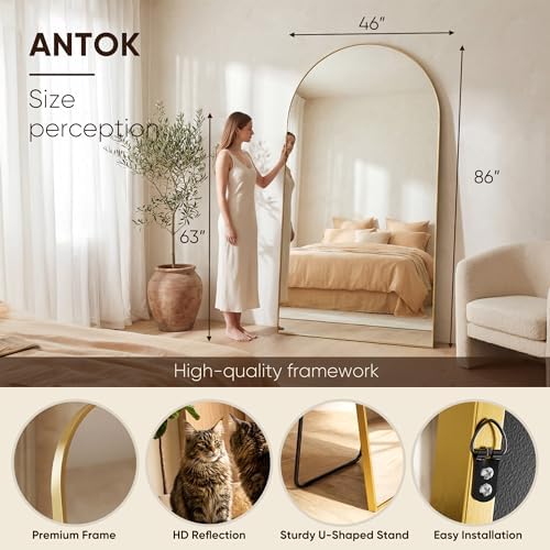 Antok 86" x46” Arched Full Length Mirror, Floor Mirror - Image 2