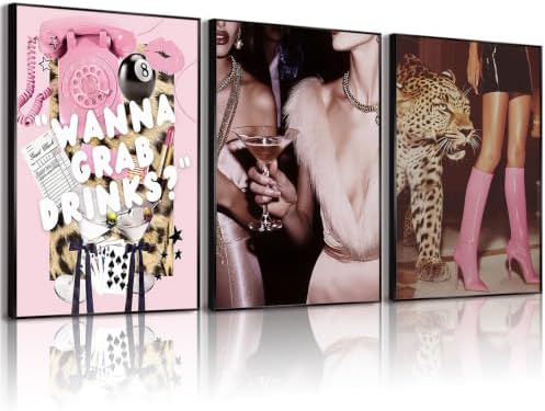 Pink Cheetah Wall Art Leopard Room Decor Pictures Fashion Prints Poster by Youillne