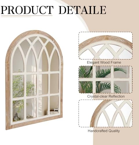 Farmhouse Window Pane Mirror, Large Decorative White Wall Mirror - Image 4
